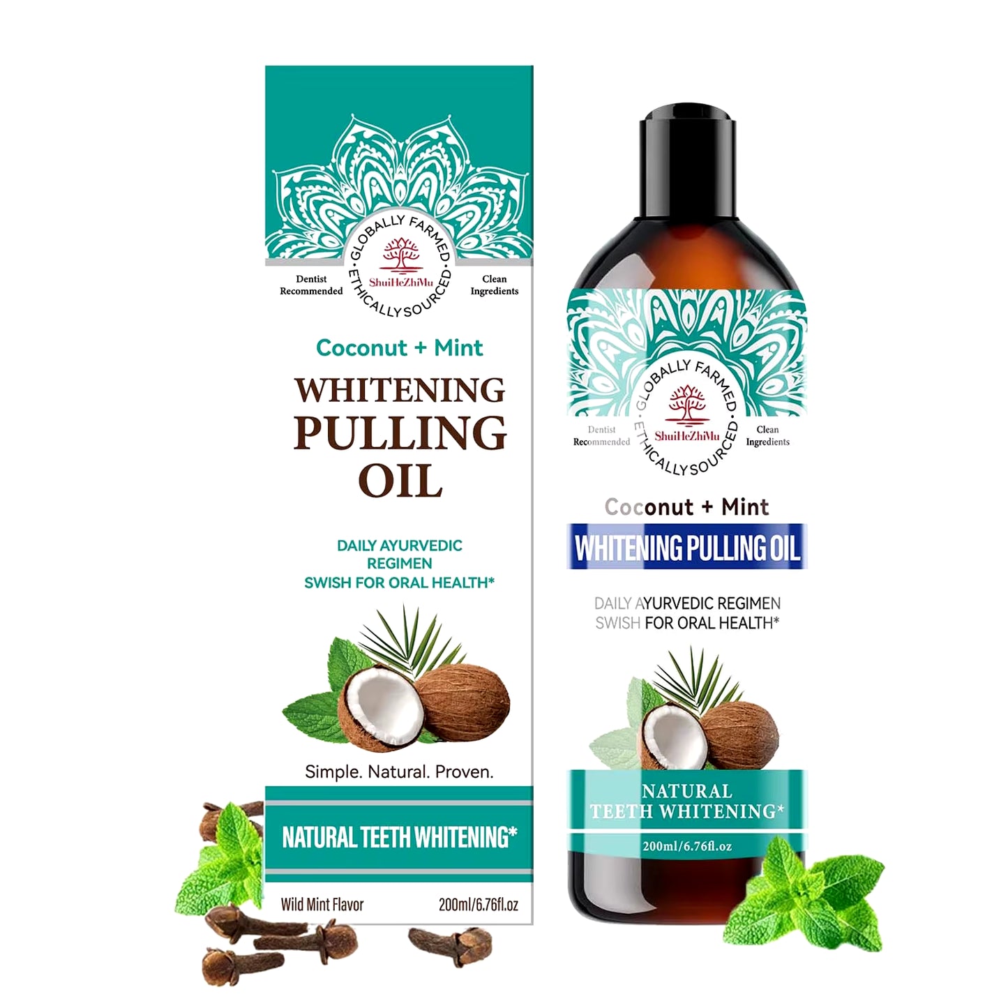 Coconut Oil Pulling Natural Essential Oil Mint Mouthwash Fresh Breath Teeth Whitening Gum Health Oral Care Mouth Wash