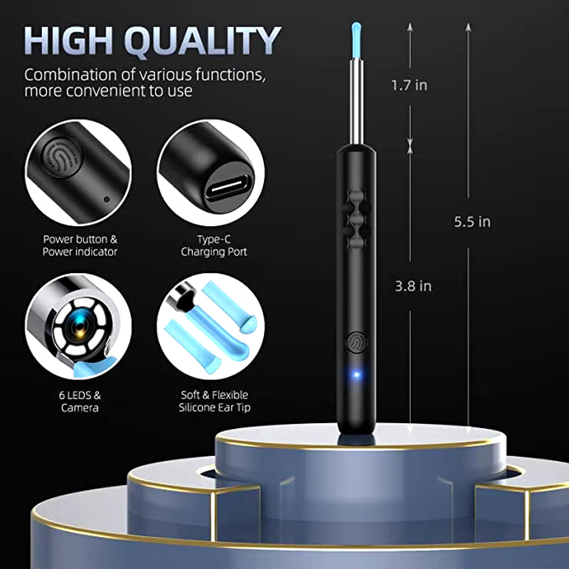 Ear Wax Cleaner Remover with Otoscope Camera Wireless Otoscope Ear Cleaner Ear Wax Removal