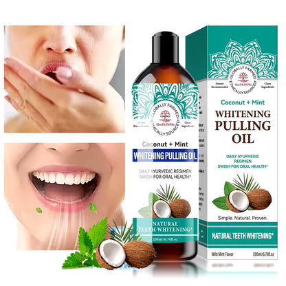 Coconut Oil Pulling Natural Essential Oil Mint Mouthwash Fresh Breath Teeth Whitening Gum Health Oral Care Mouth Wash
